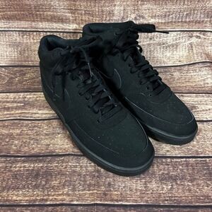 Nike Court Vision Mid Mens Triple Black Basketball Shoes CU6620-001 Size 8.5